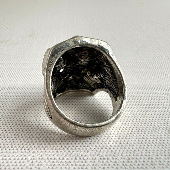 Biker Skull Ring Size 9.5 Stainless Steel Gothic Halloween Jewelry With Engraved - Picture 6 of 6